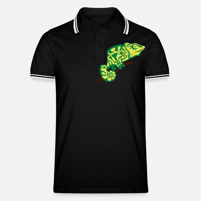Chamäleon - Männer Tipped Poloshirt - Schwarz/Weiß