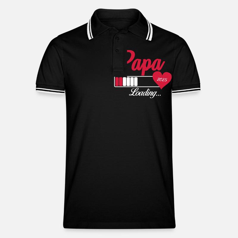 papa loading 2025 - Männer Tipped Poloshirt - Schwarz/Weiß