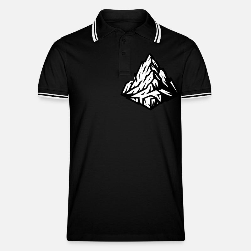 Berg Gipfel Symbol - Männer Tipped Poloshirt - Schwarz/Weiß
