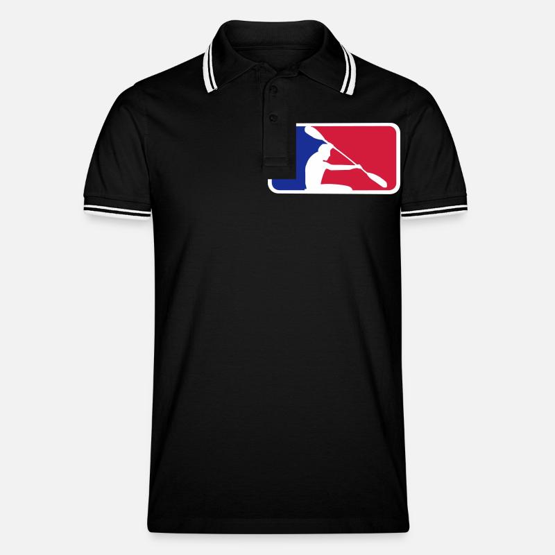 Kanu mit Frame - Männer Tipped Poloshirt - Schwarz/Weiß