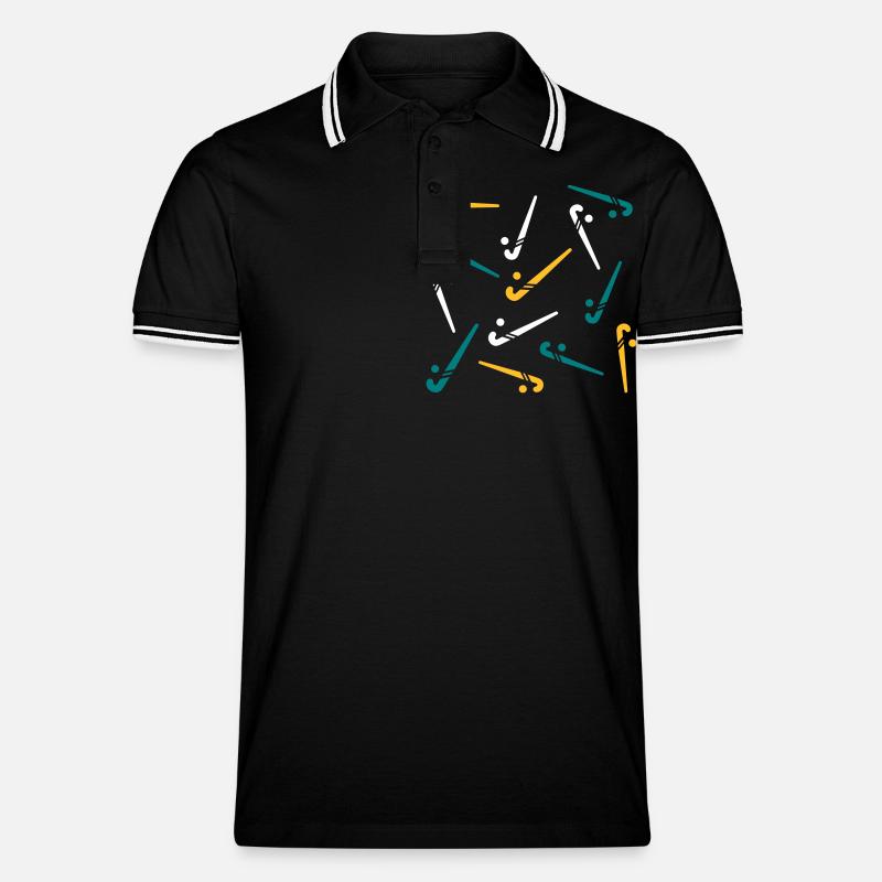 Hockeyschläger - Männer Tipped Poloshirt - Schwarz/Weiß