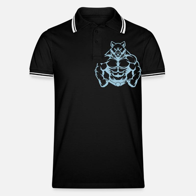 bär comic - Männer Tipped Poloshirt - Schwarz/Weiß