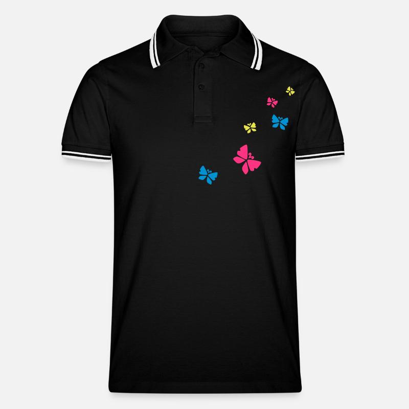 schmetterlings - Männer Tipped Poloshirt - Schwarz/Weiß