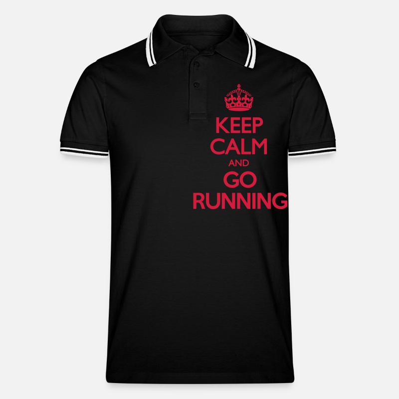 Keep Calm and Go Running - Männer Tipped Poloshirt - Schwarz/Weiß