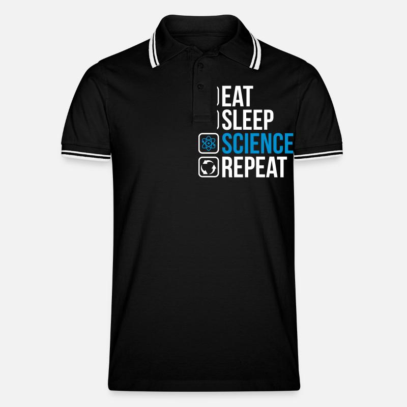 Eat Sleep Science Repeat - Männer Tipped Poloshirt - Schwarz/Weiß