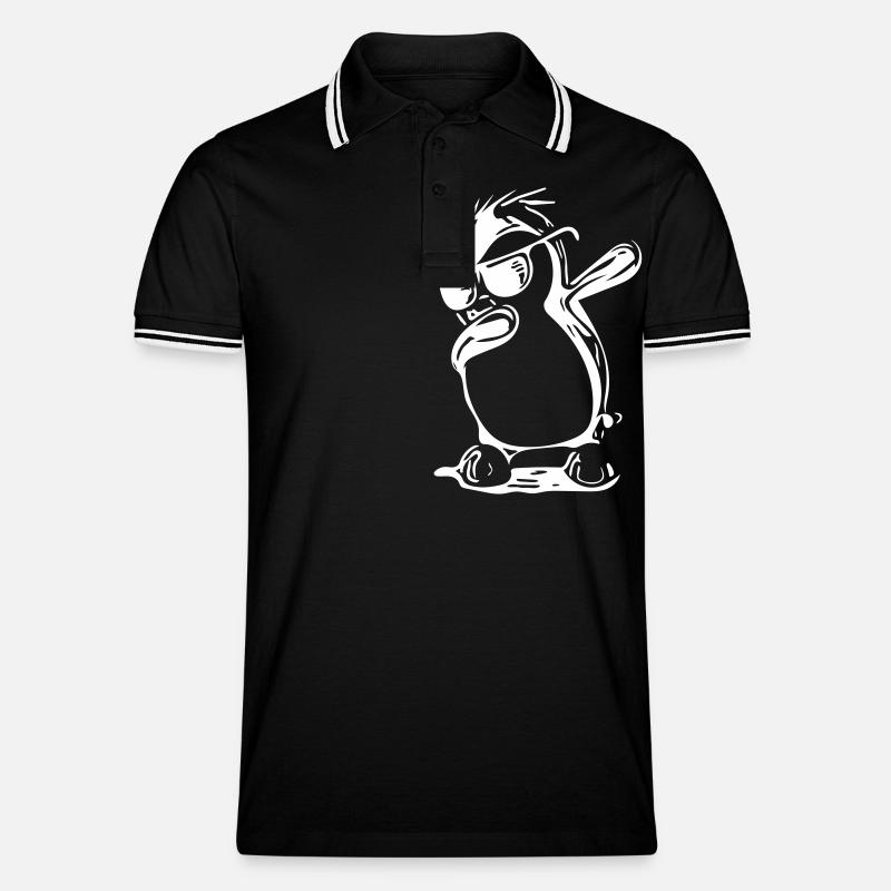 Cute Dabbing Penguin - Männer Tipped Poloshirt - Schwarz/Weiß