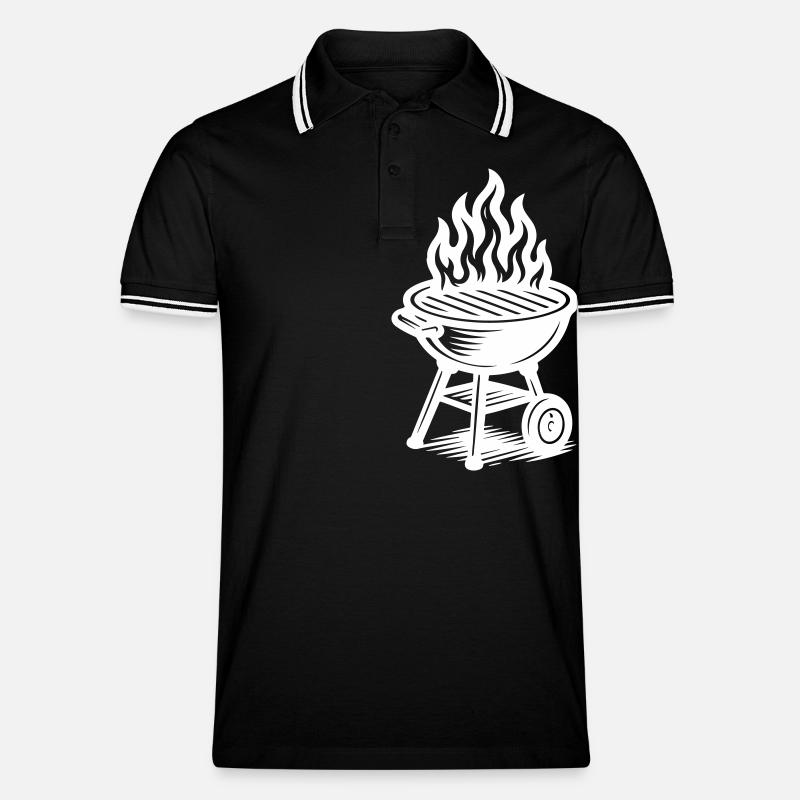 Grill Feuer Grillen - Männer Tipped Poloshirt - Schwarz/Weiß