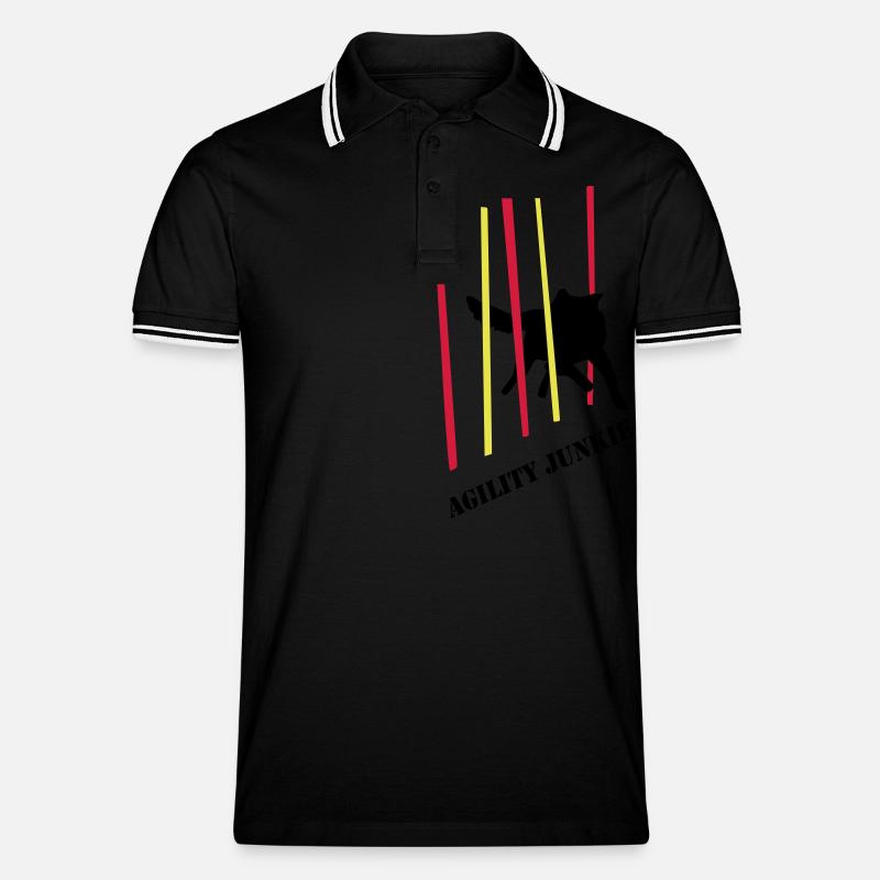 Agility Junkie_2_cb - Männer Tipped Poloshirt - Schwarz/Weiß
