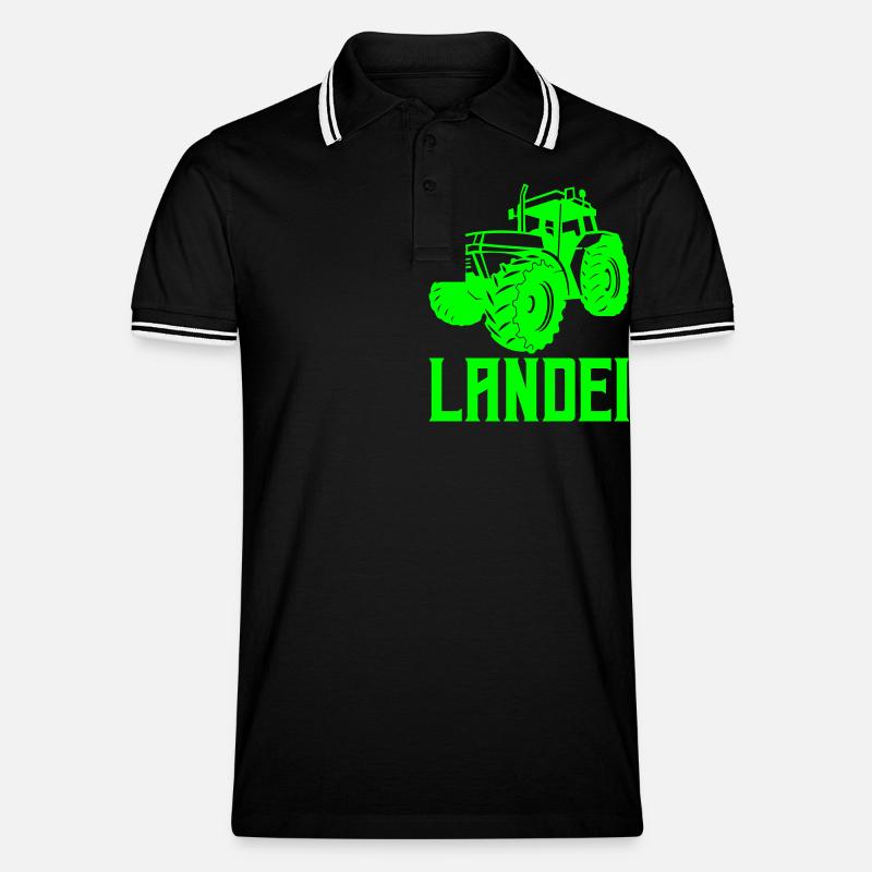 traktor landei 1 - Männer Tipped Poloshirt - Schwarz/Weiß