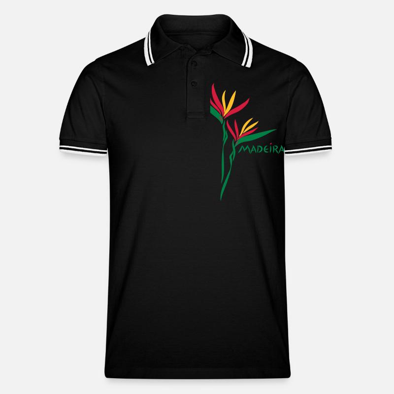 Madeira Strelizia - Männer Tipped Poloshirt - Schwarz/Weiß