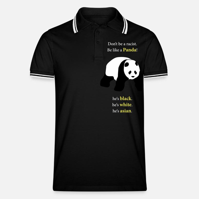 Be like a Panda! - Männer Tipped Poloshirt - Schwarz/Weiß