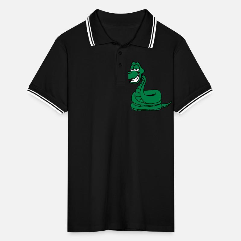Schlange witzig comic Männer Tipped Poloshirt