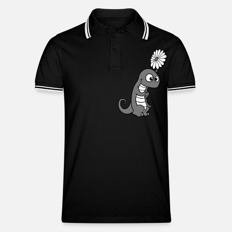 eidechse - Männer Tipped Poloshirt - Schwarz/Weiß