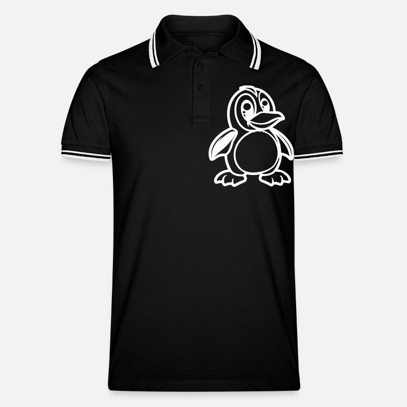 pinguin comic - Männer Tipped Poloshirt - Schwarz/Weiß