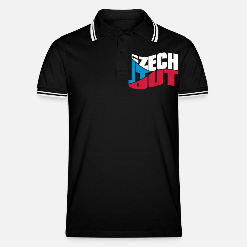 chech - Männer Tipped Poloshirt - Schwarz/Weiß