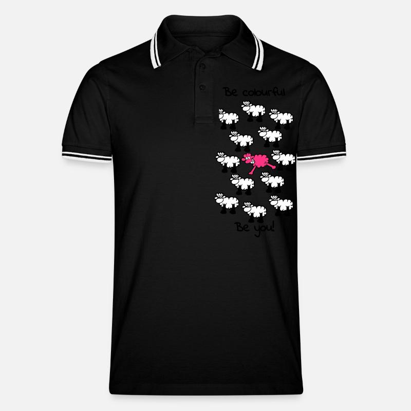 be different - be colourful - Männer Tipped Poloshirt - Schwarz/Weiß