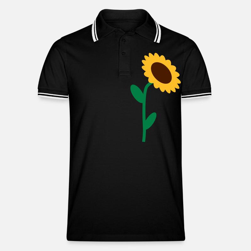 Sonnenblume - Männer Tipped Poloshirt - Schwarz/Weiß
