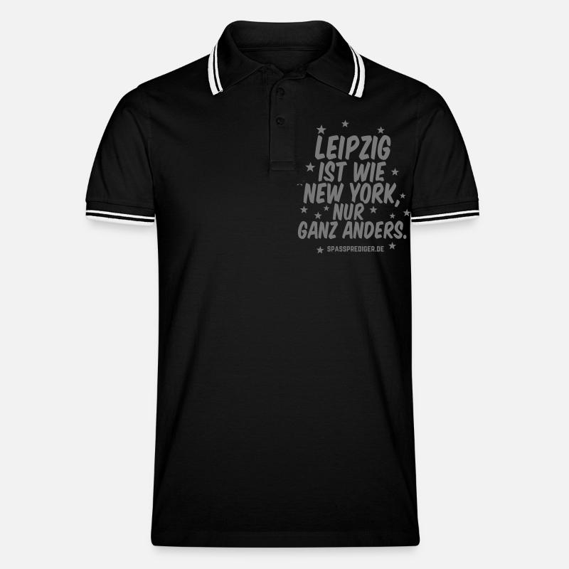 Leipzig - Männer Tipped Poloshirt - Schwarz/Weiß