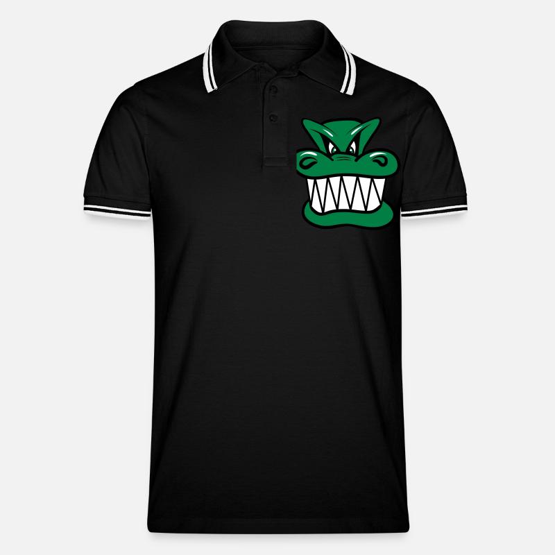 Drache böse witzig Cool Comic - Männer Tipped Poloshirt - Schwarz/Weiß