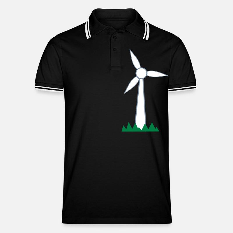Windrad - Männer Tipped Poloshirt - Schwarz/Weiß