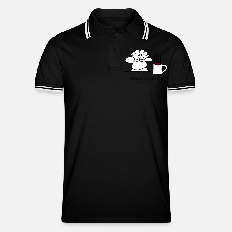 müdes Schaf - Männer Tipped Poloshirt - Schwarz/Weiß