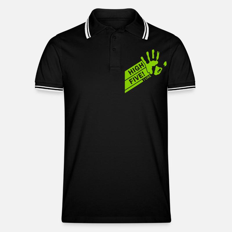 High Five einfarbig - Männer Tipped Poloshirt - Schwarz/Weiß