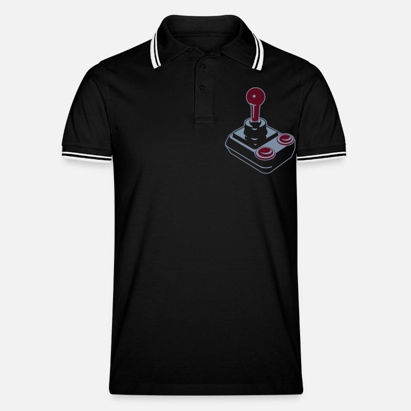 Joystick (b2a) - Männer Tipped Poloshirt - Schwarz/Weiß