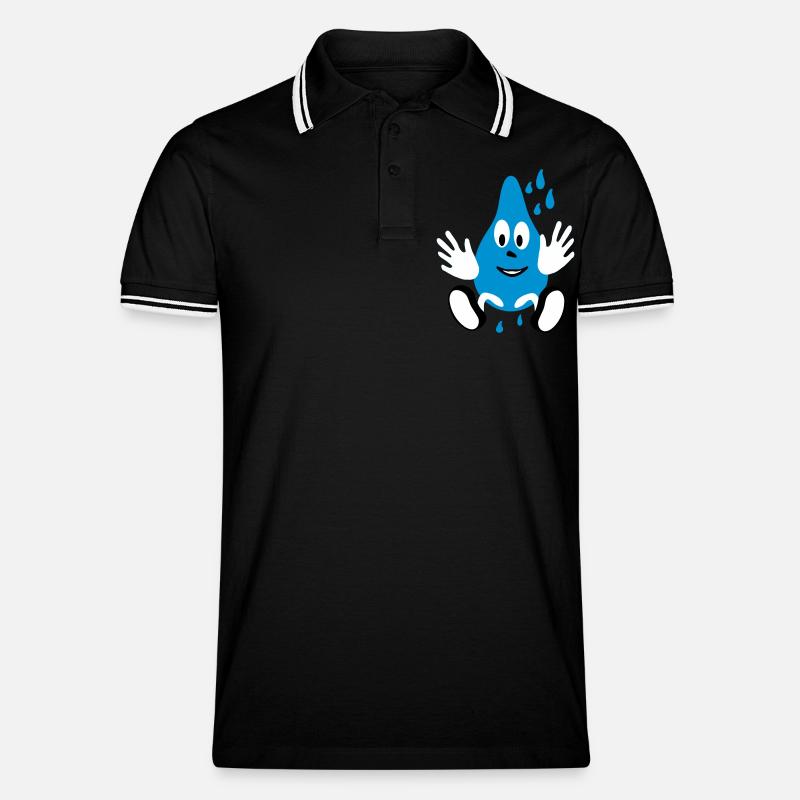lachender Regentropfen - Männer Tipped Poloshirt - Schwarz/Weiß
