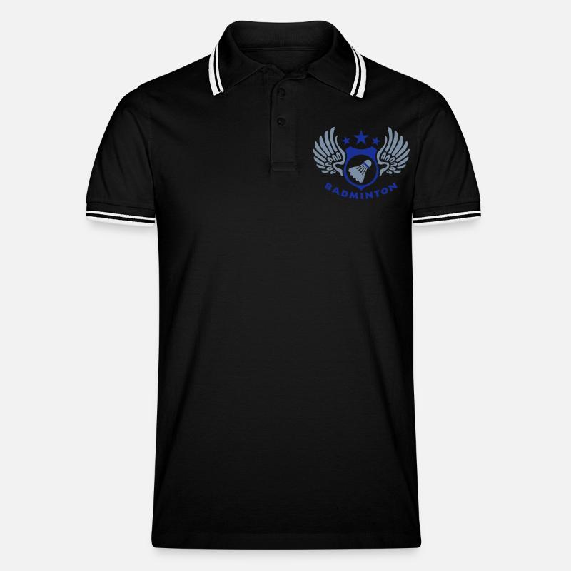 badminton_022011_h_2c - Männer Tipped Poloshirt - Schwarz/Weiß