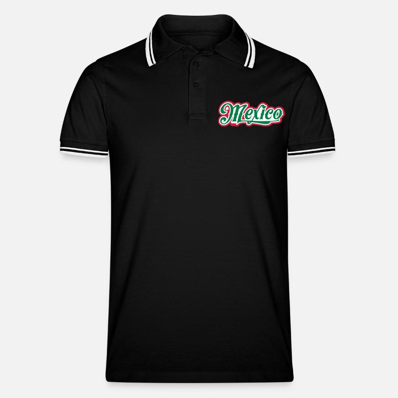 Mexico - Mex - Männer Tipped Poloshirt - Schwarz/Weiß