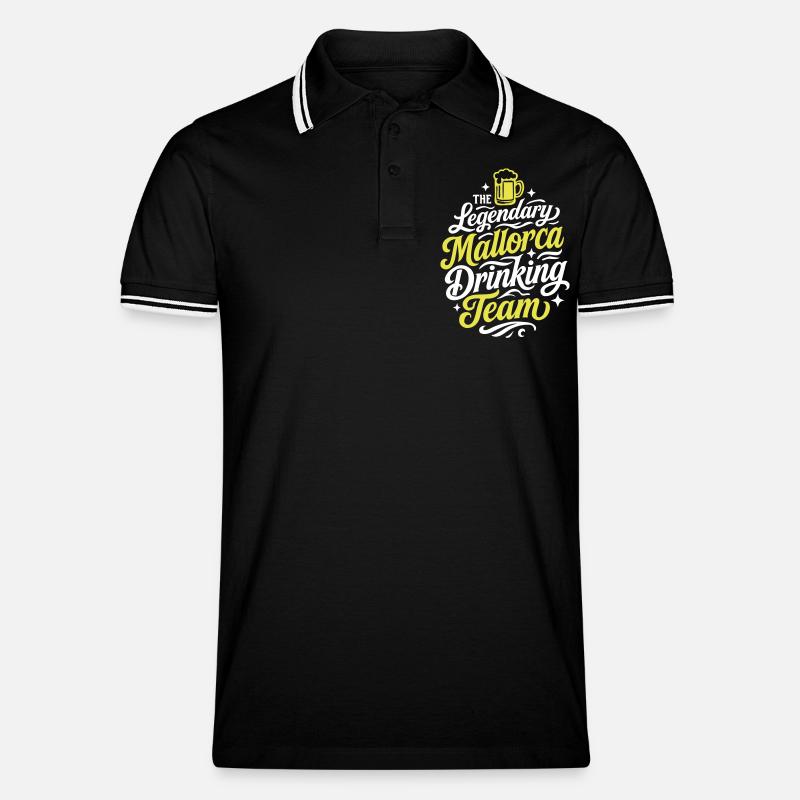 Mallorca Drinking Team - Männer Tipped Poloshirt - Schwarz/Weiß