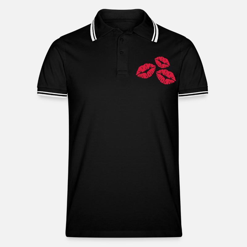 Kuss - Männer Tipped Poloshirt - Schwarz/Weiß