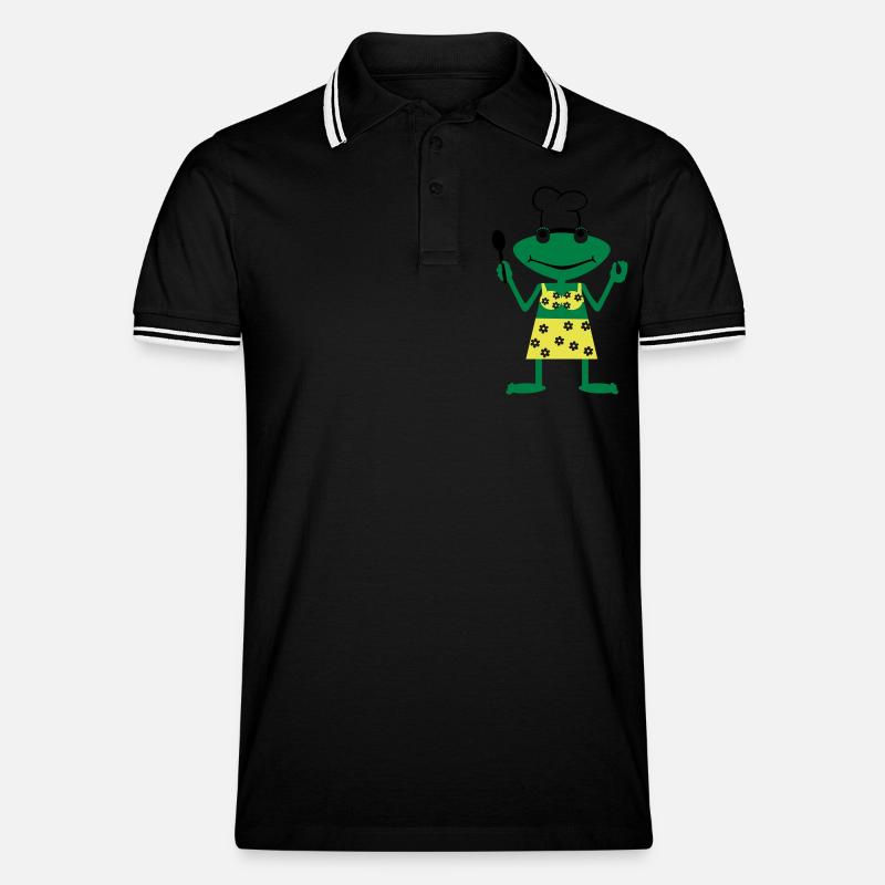 Cook frog - Männer Tipped Poloshirt - Schwarz/Weiß
