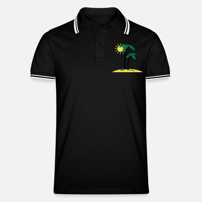Palminsel - Männer Tipped Poloshirt - Schwarz/Weiß