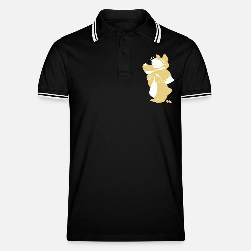 Fuchs (farbig) - Männer Tipped Poloshirt - Schwarz/Weiß