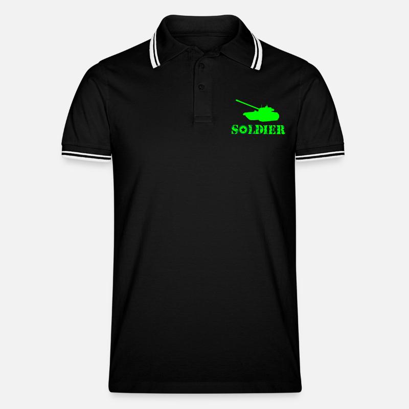 panzer soldat - Männer Tipped Poloshirt - Schwarz/Weiß