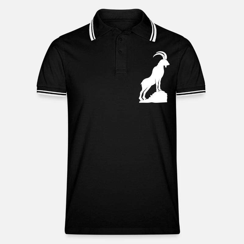 steinbock 01 - Männer Tipped Poloshirt - Schwarz/Weiß