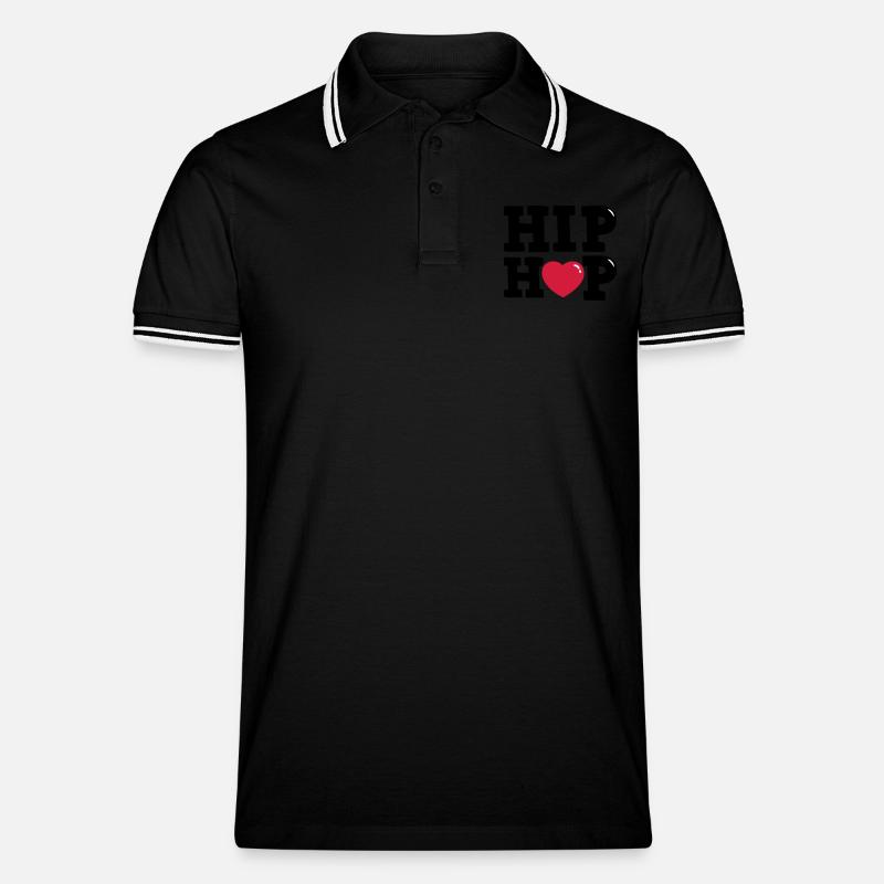 I heart Hip Hop - Männer Tipped Poloshirt - Schwarz/Weiß