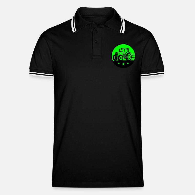 Traktor Farmer - Männer Tipped Poloshirt - Schwarz/Weiß