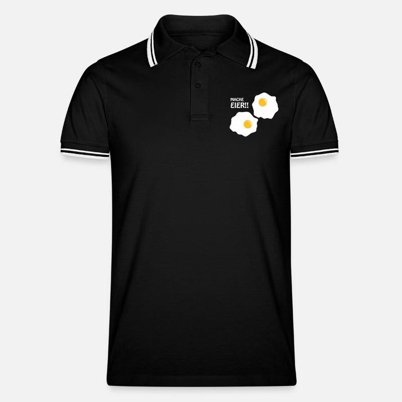 Mache Eier - Männer Tipped Poloshirt - Schwarz/Weiß