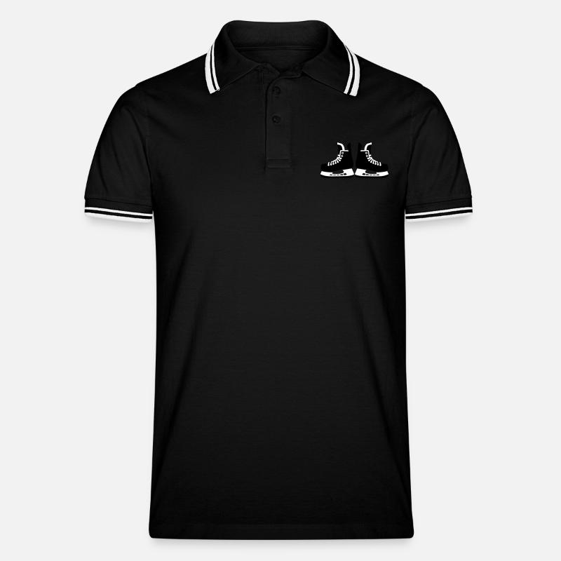 Schlittschuhe - Männer Tipped Poloshirt - Schwarz/Weiß