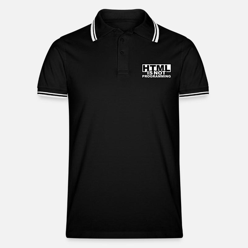 HTML is NOT Programming - Men's Tipped Polo Shirt - black/white