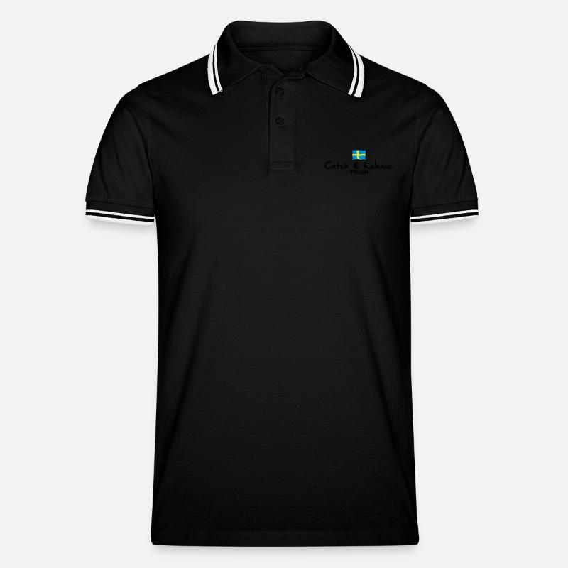 C&R Schweden Tour - Männer Tipped Poloshirt - Schwarz/Weiß
