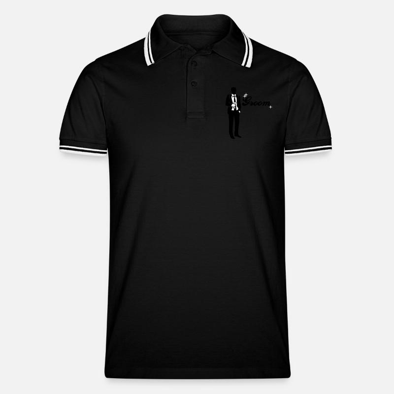 Groom - Team - Bride - Männer Tipped Poloshirt - Schwarz/Weiß