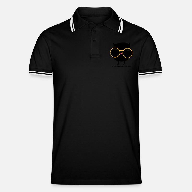 Eule mit Brille (b) - Männer Tipped Poloshirt - Schwarz/Weiß