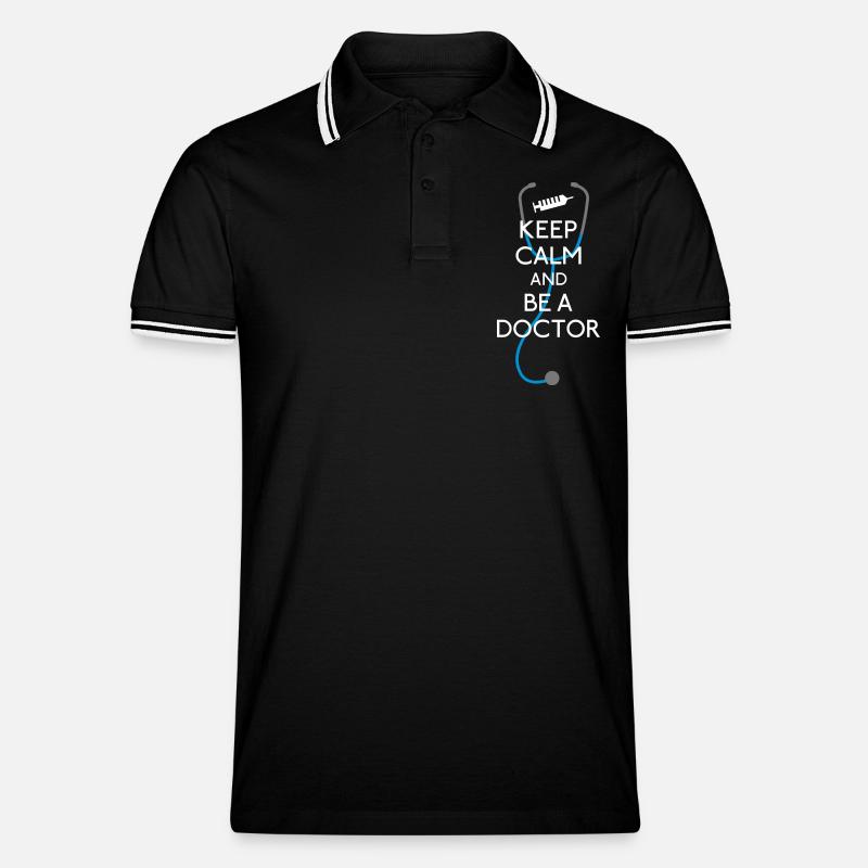 Keep Calm Doctor - Männer Tipped Poloshirt - Schwarz/Weiß