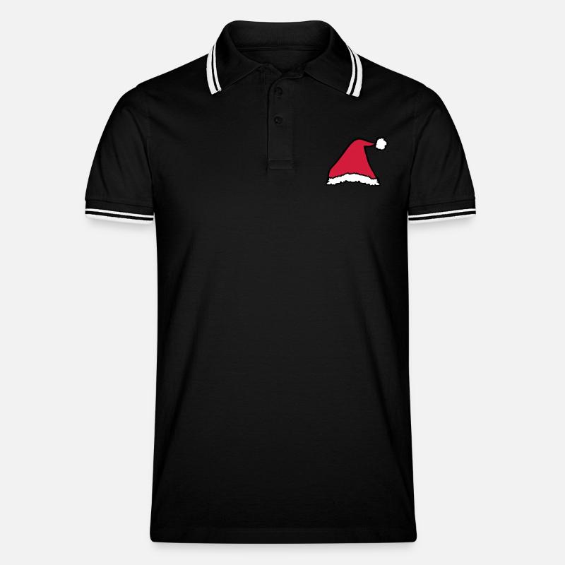 Weihnachtsmütze - Männer Tipped Poloshirt - Schwarz/Weiß