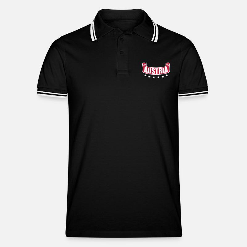 Austria Banner Logo - Männer Tipped Poloshirt - Schwarz/Weiß
