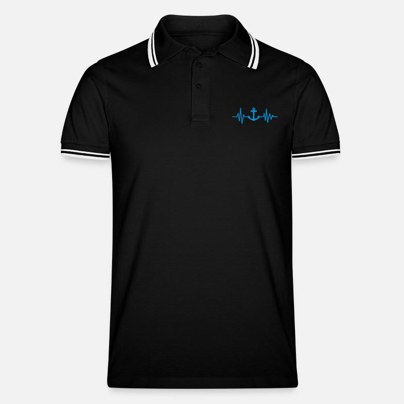 Anker - Männer Tipped Poloshirt - Schwarz/Weiß
