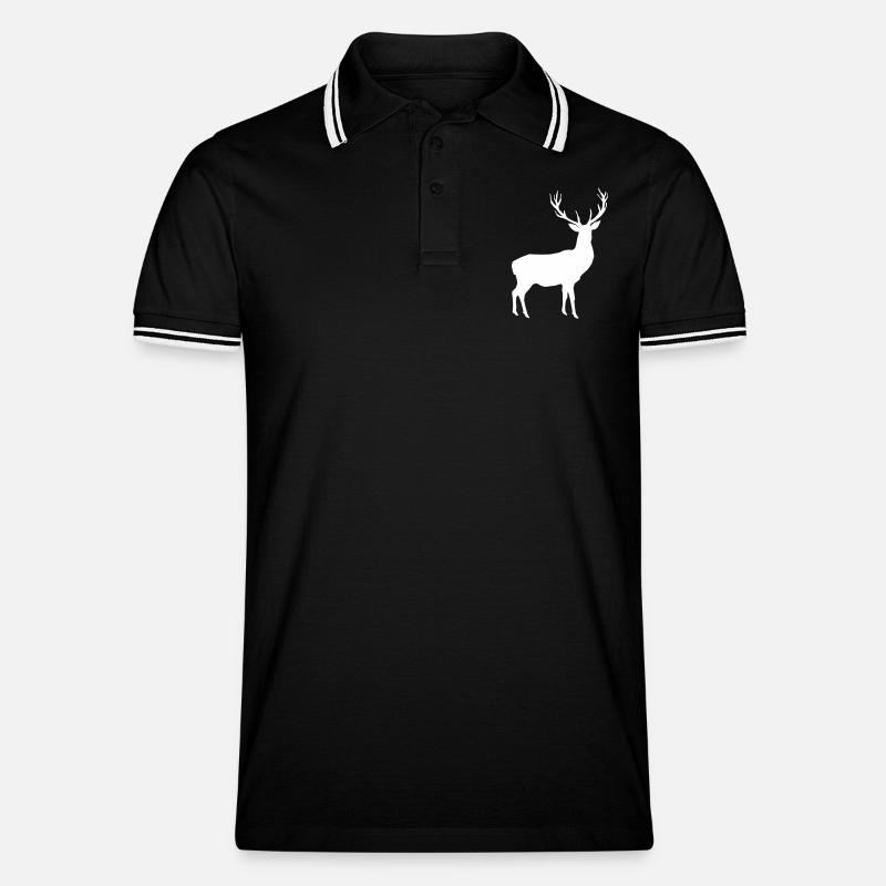 hirsch - geweih - jagd - jäger - Männer Tipped Poloshirt - Schwarz/Weiß